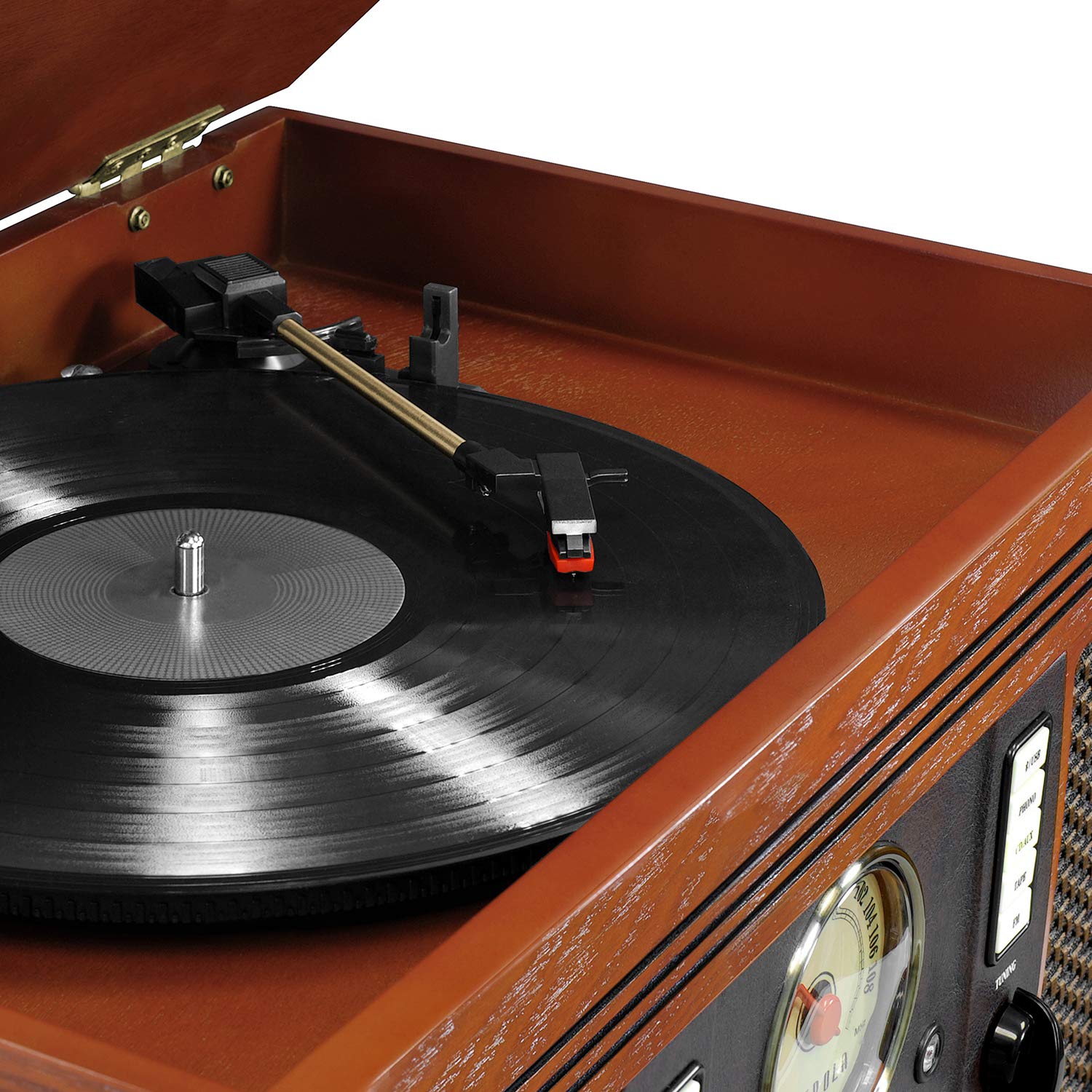 Victrola Aviator 8-in-1 Bluetooth Record Player & Multimedia Center with Built-in Stereo Speakers - 3-Speed Turntable, Vinyl to MP3 Recording, Wireless Music Streaming, Mahogany Finish | Perfect for Home Entertainment, Vinyl Collectors & Music Lovers