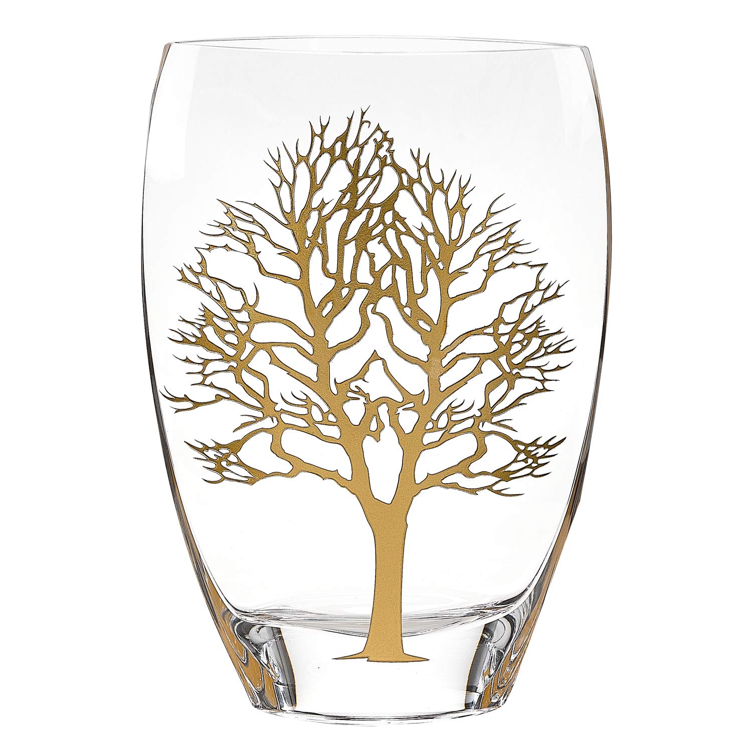 Handcrafted 12-Inch Mouth-Blown Gold Tree of Life Glass Vase - Perfect for Home Decor, Wedding Centerpieces & Bohemian Interior Design