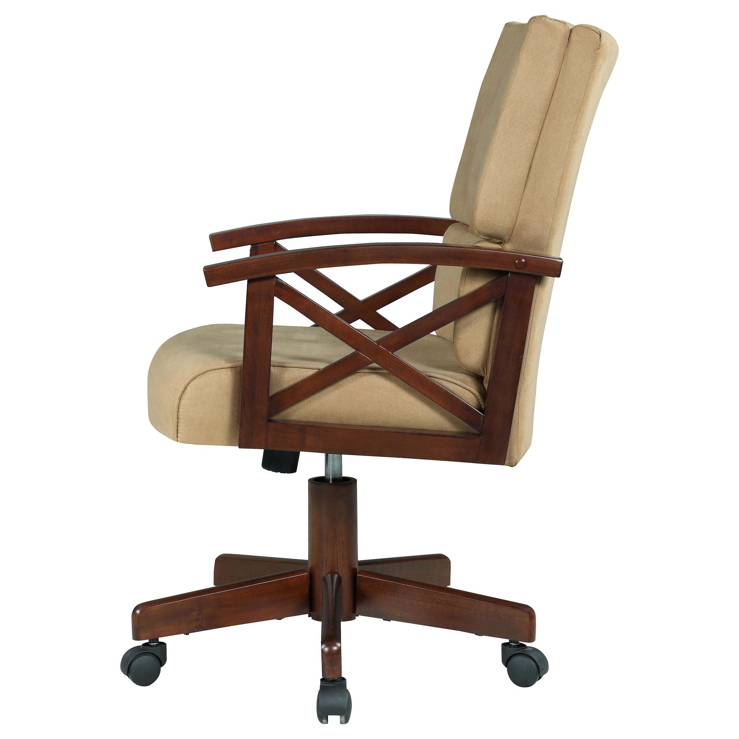 Coaster Home Furnishings Casual Gaming Chair with Oak Finish & Beige Upholstery - Perfect for Game Rooms, Home Theaters & Office Spaces