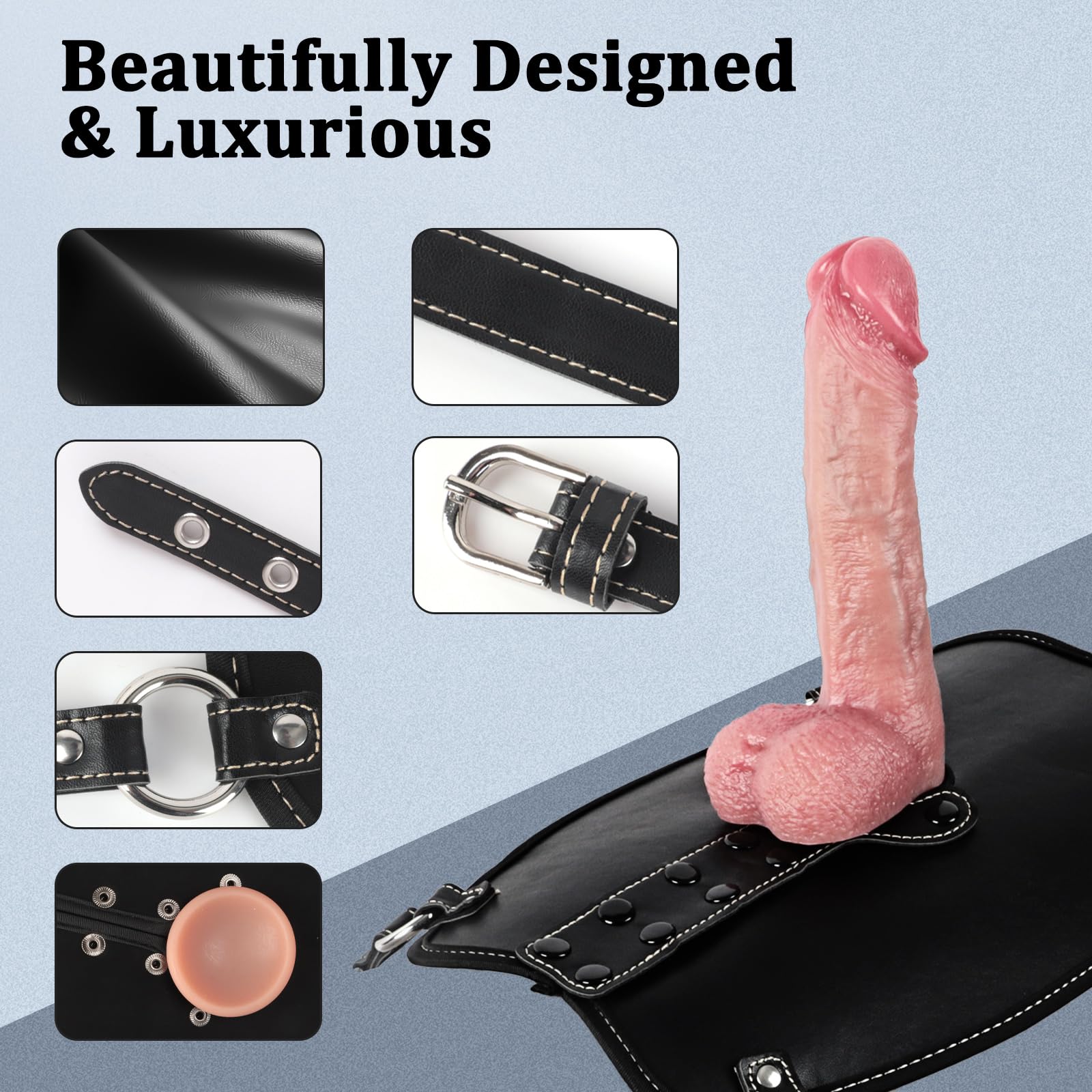 Adjustable Leather Strap-On Dildo Mount Sex Chair - Solo & Couples Sex Furniture for Suction Cup Dildos, Sex Machine & Swing Play - Perfect for BDSM, Bondage & Erotic Home Use