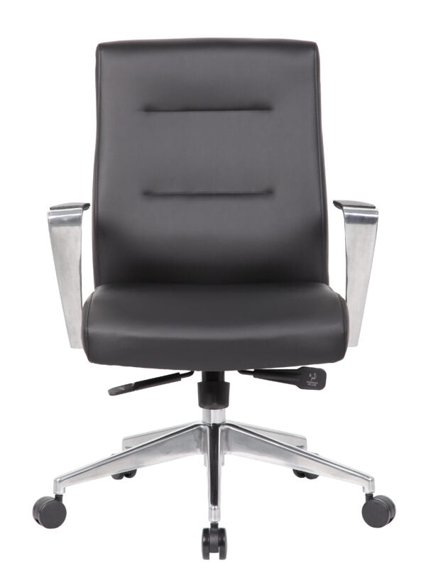 Boss Modern Conference Chair with Aluminum Arm & Base B8886AL AMBK - Ergonomic Office Chair for Meetings & Professional Workspaces
