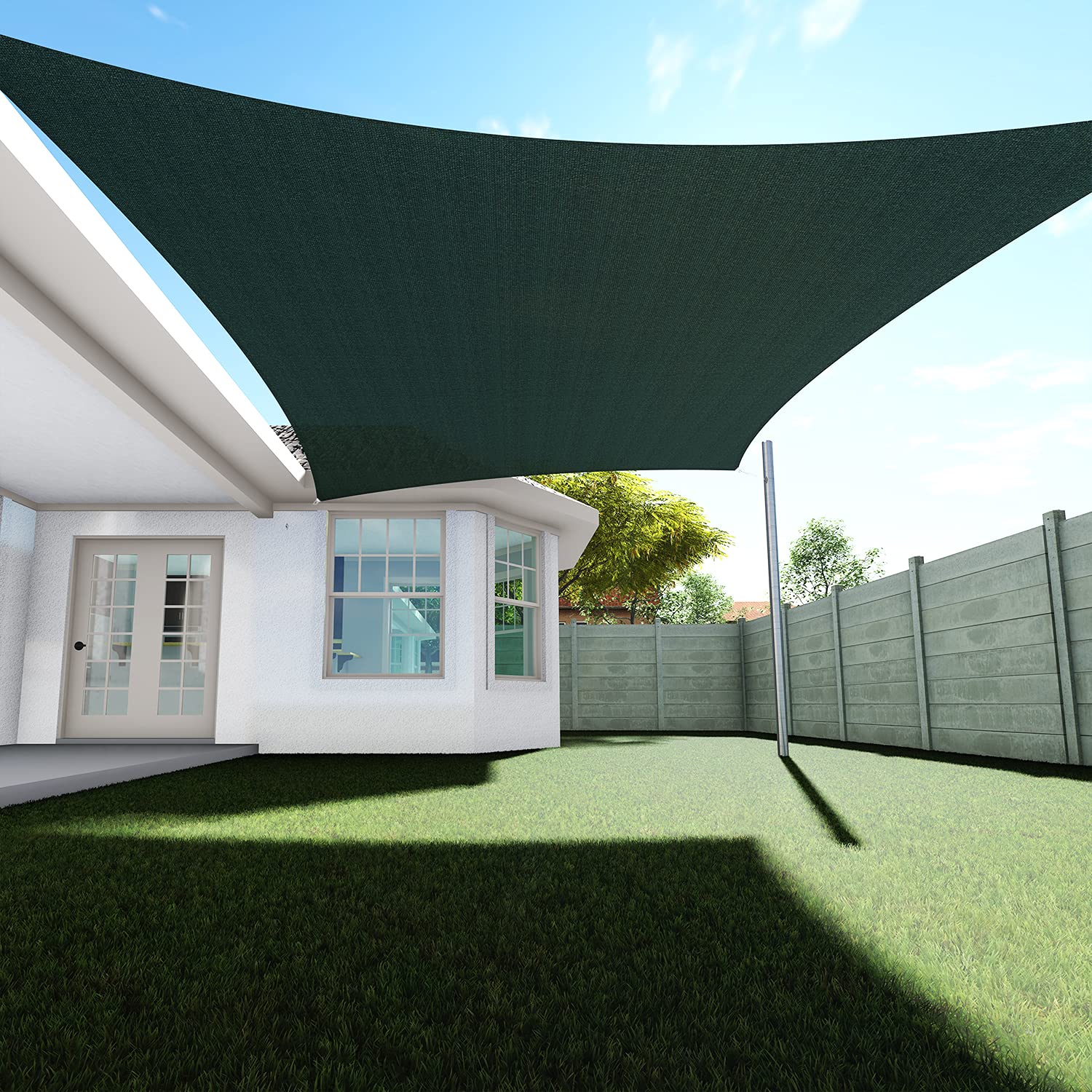 Premium 7' x 17' Rectangle Sun Shade Sail - 180 GSM UV Block Canopy for Patio, Garden & Outdoor Spaces | Durable Green Shade Cover for School, Park, Backyard, Pool Area & Picnic Spot