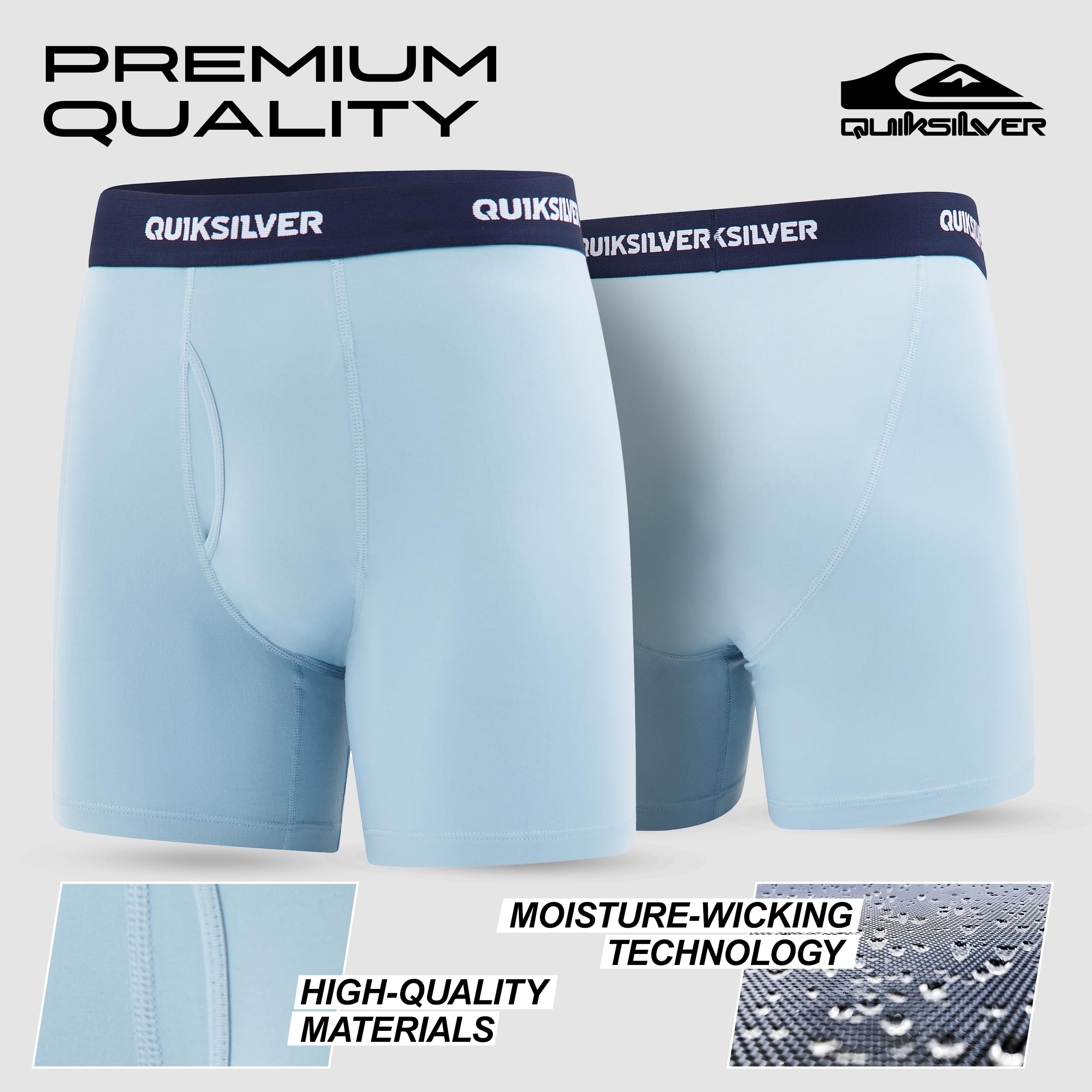 Quiksilver Men's Boxer Briefs 4-Pack - Super Soft Brushed Polyester Underwear for Men | Comfortable Daily Wear, Gym & Travel Underwear