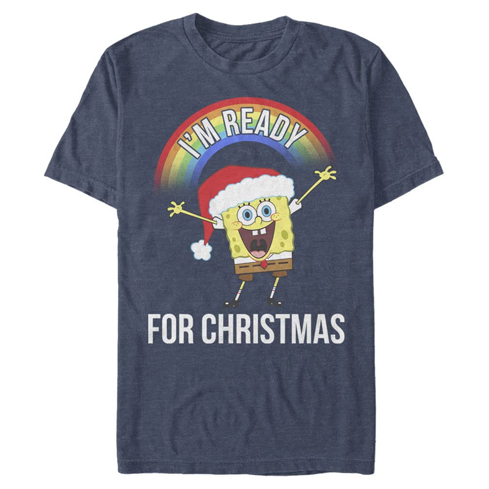 Spongebob Squarepants Christmas T-Shirt for Men - Big & Tall Short Sleeve Tee | Nickelodeon Holiday Graphic Top | Perfect for Christmas Parties & Festive Gift Giving