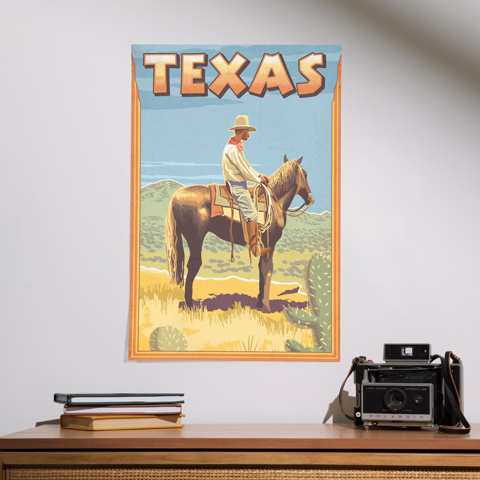 Lantern Press 16x24 Inch Giclee Print - Texas Cowboy on Horseback Wall Art | Western Decor for Home, Office & Ranch Style Interiors