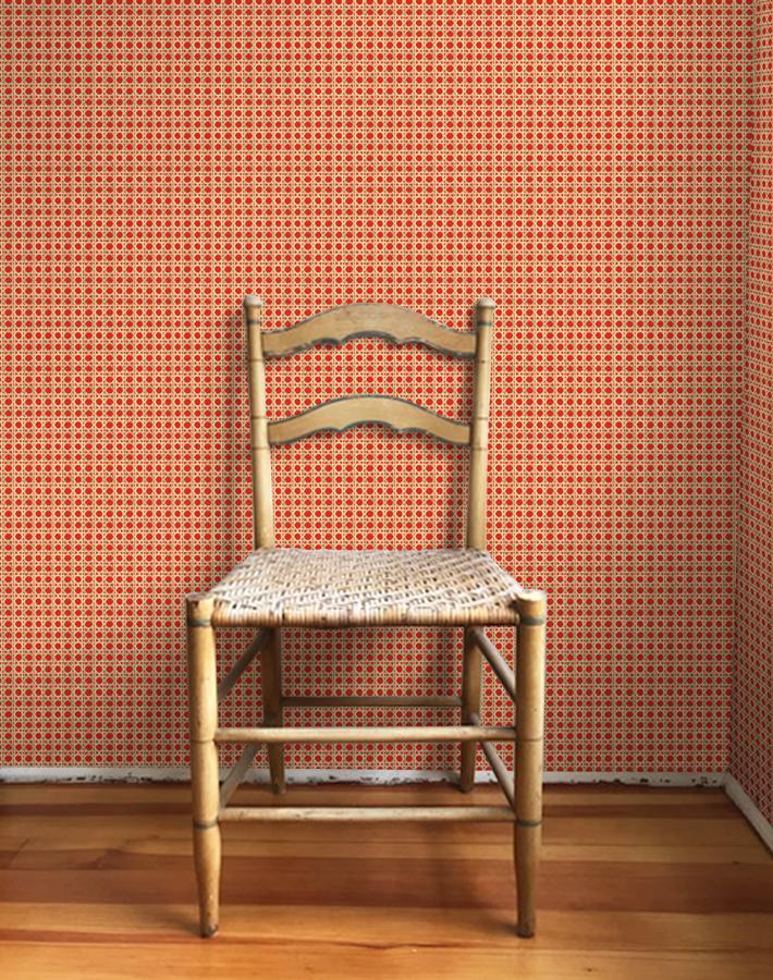 Faux Caning Peel and Stick Wallpaper - Self-Adhesive Removable Wallpaper by Wallshoppe in Red | Perfect for Bedroom, Living Room & Home Office Decor