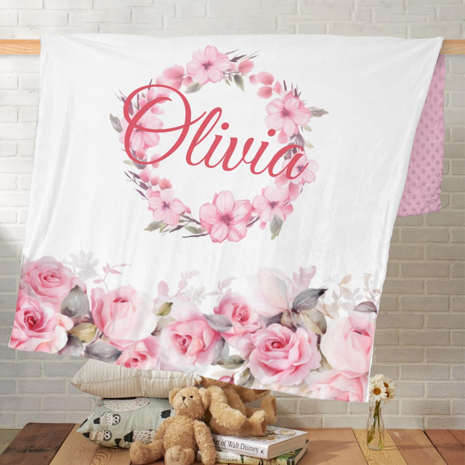 Personalized Baby Blankets for Boys & Girls - Custom Name Baby Blanket for Kids & Toddlers - Soft Double-Layer Receiving Blanket with Dotted Backing - Perfect for Nursery, Baby Shower Gift & Animal Forest Theme Bedroom Decor
