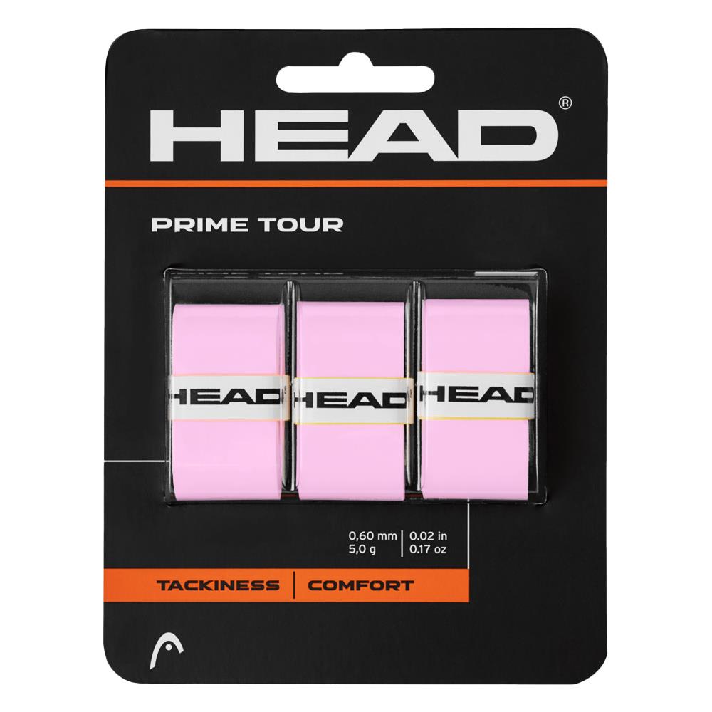 Head Prime Tour Overgrip - 3 Pack (Pink) | Premium Tennis Racket Grip for Enhanced Control & Comfort | Perfect for Competitive Play & Training Sessions