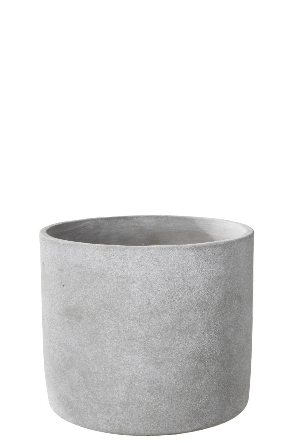 Modern Gray Cement Round Planter with Smooth Finish & Base - Indoor/Outdoor Home Decor for Succulents, Flowers & Plants