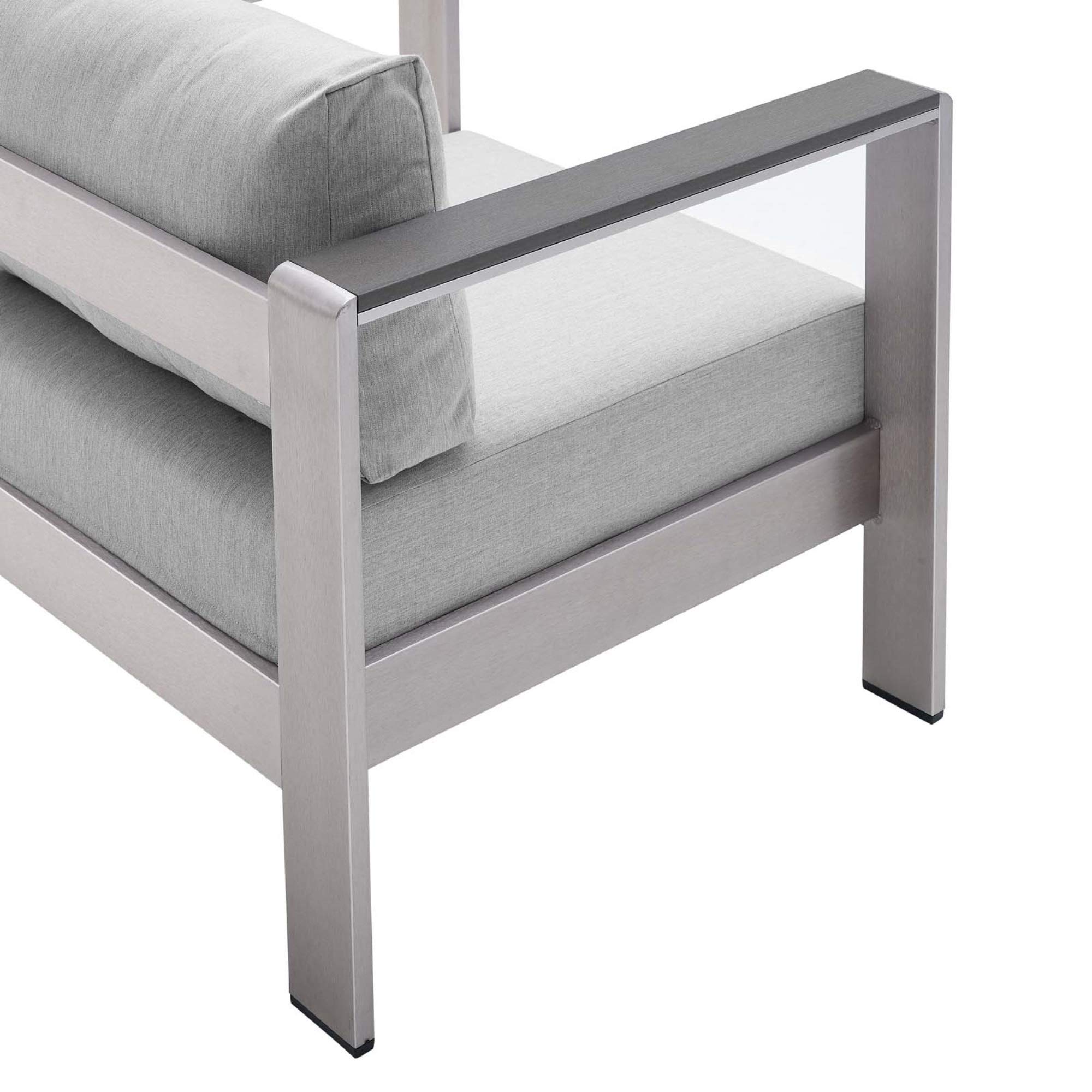 Ergode Shore Aluminum 4-Piece Outdoor Patio Furniture Set with Weather-Resistant Sunbrella Cushions - Includes Sofa, 2 Armchairs & Coffee Table for Backyard, Garden or Poolside Relaxation