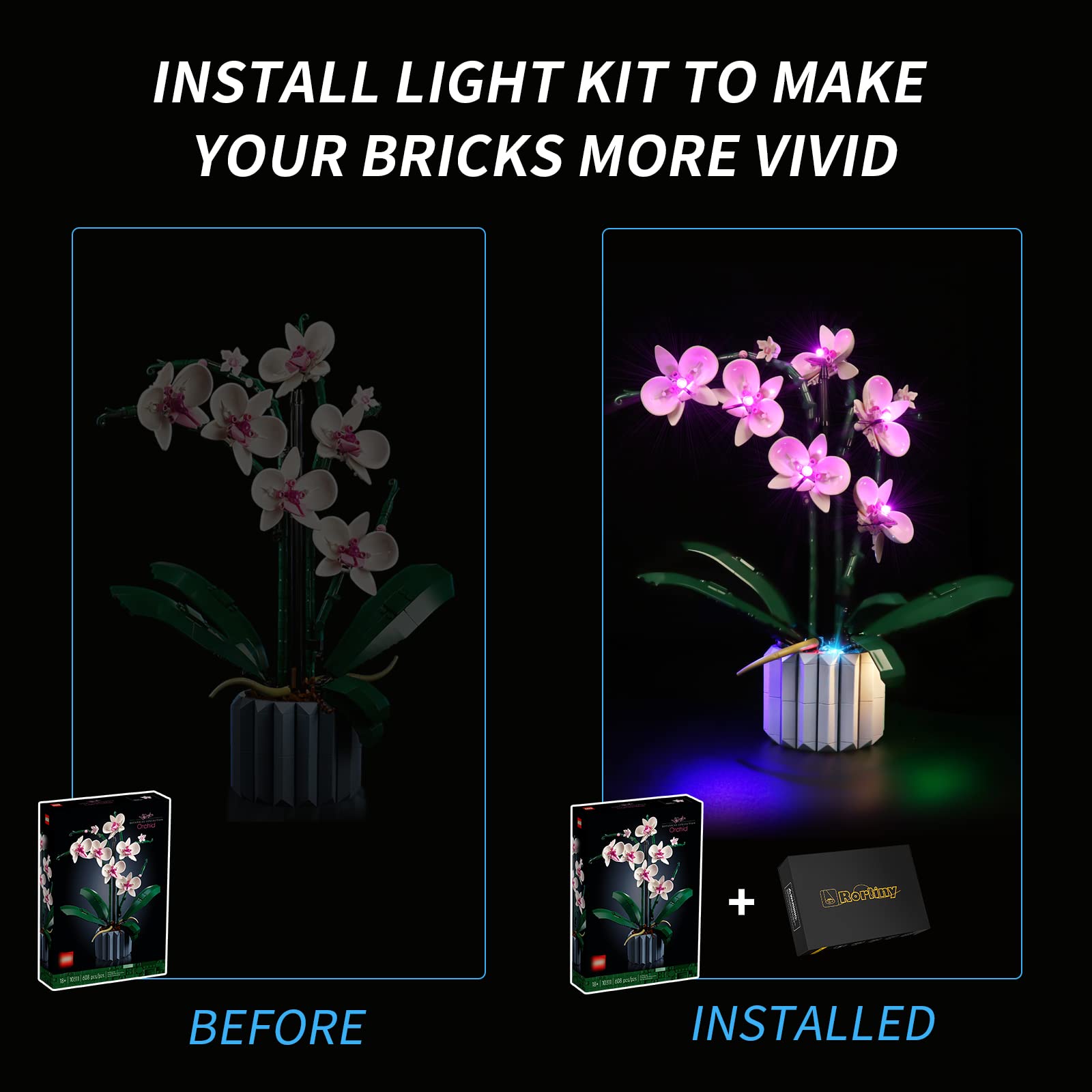 LED Light Kit for Lego Orchid 10311 - Compatible Lighting Set for Lego Flower Building Model (Lights Only) - Perfect for Home Decor, Gift Ideas & Lego Display Enhancement