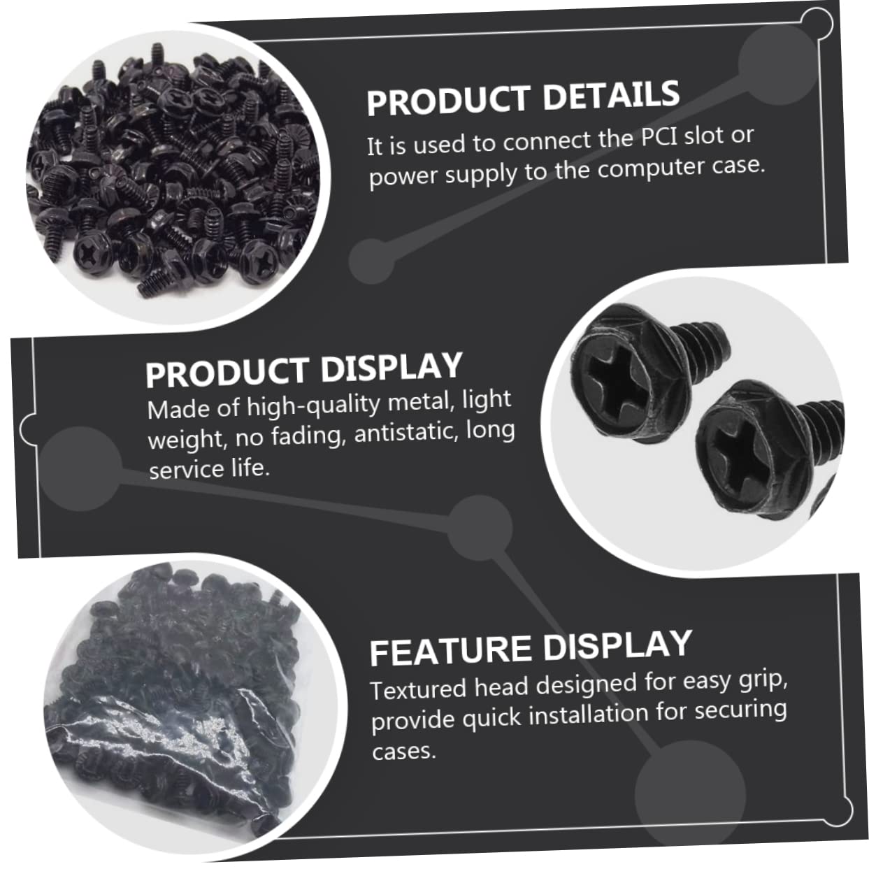 Mikikit 100 Pcs PCI Screws for Computer Case - Thumb Screws, Power Supply Screws & Chassis Fasteners - Replacement Accessories for PC Building & Repair (Ideal for DIY, Upgrades & Maintenance)