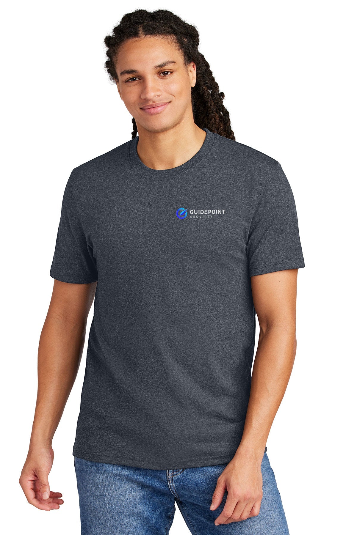 District Men's Tee - Soft Heathered Navy Cotton T-Shirt for Casual Wear | GuidePoint Security Brand | Perfect for Everyday Outfits & Street Style