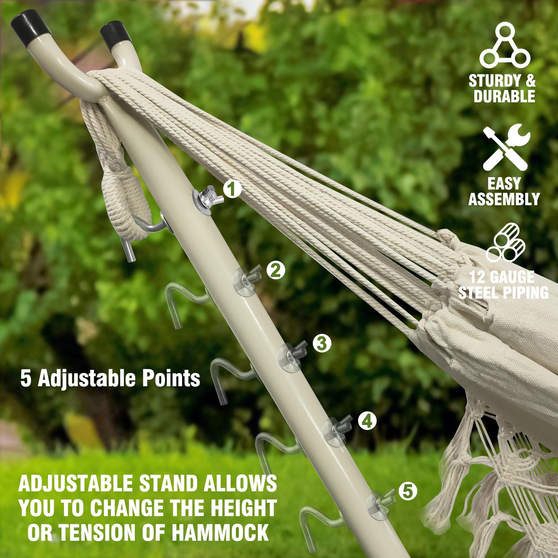 Anyoo Heavy Duty Portable Hammock Stand - 550 lb Capacity Steel Frame with Carrying Bag, Easy to Assemble for Indoor & Outdoor Use - Perfect for Backyard, Garden, Camping and Patio Relaxation
