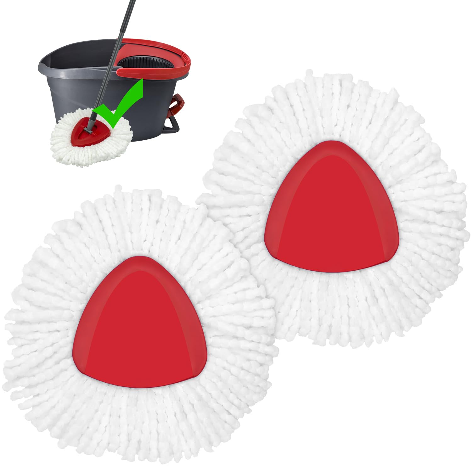 2 Pack Spin Mop Replacement Heads Compatible with Oceda EasyWring 1 Tank System - Thick Microfiber Pads for Deep Cleaning, Machine Washable & Easy to Install - Perfect for Hardwood, Tile, and Laminate Floors