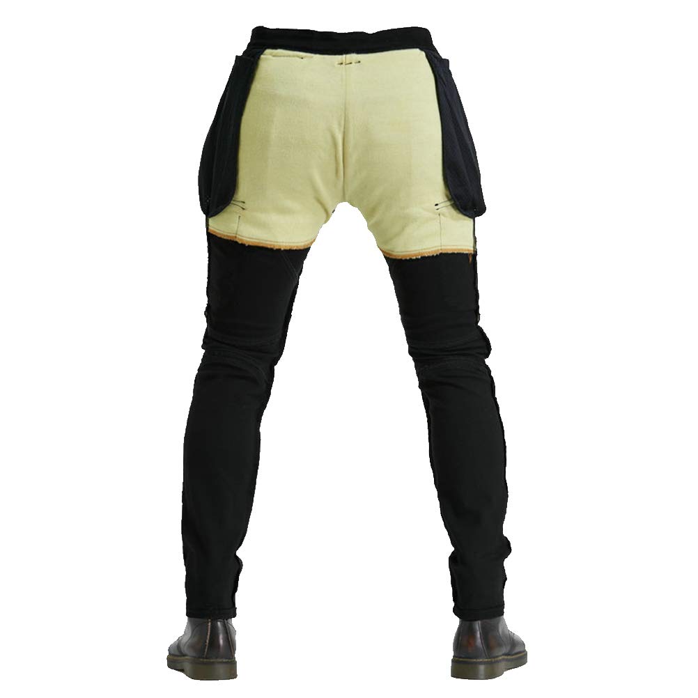 Takuey Aramid Fiber Motorcycle Riding Jeans - CE Certified Protective Pants with Silicone Knee Pads for Men (Size XXL/36, Waist 39.4