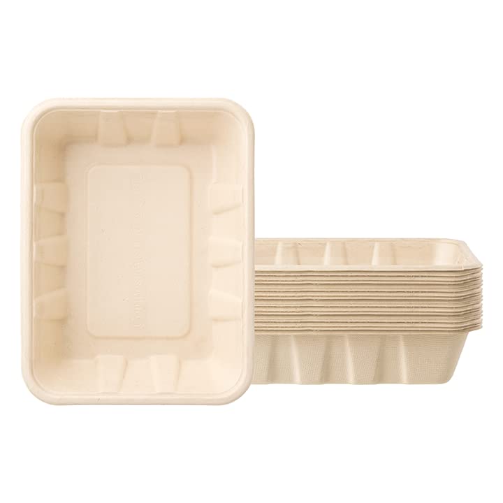 Eco-Friendly 32 oz Compostable Food Containers - 400 Pack of Biodegradable Plant Fiber Serving Trays | Perfect for Catering, Takeout, Picnics & Sustainable Food Storage