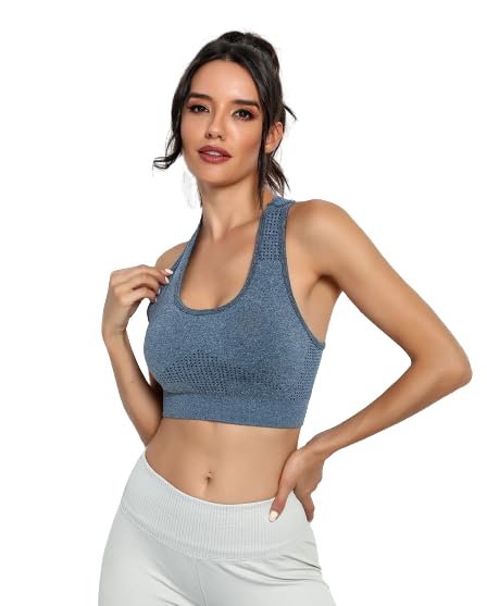 Women's Seamless Racerback Padded Push Up Bra - Yoga, Gym, Workout & Fitness Sports Top - Perfect for Running, Pilates & Active Lifestyles