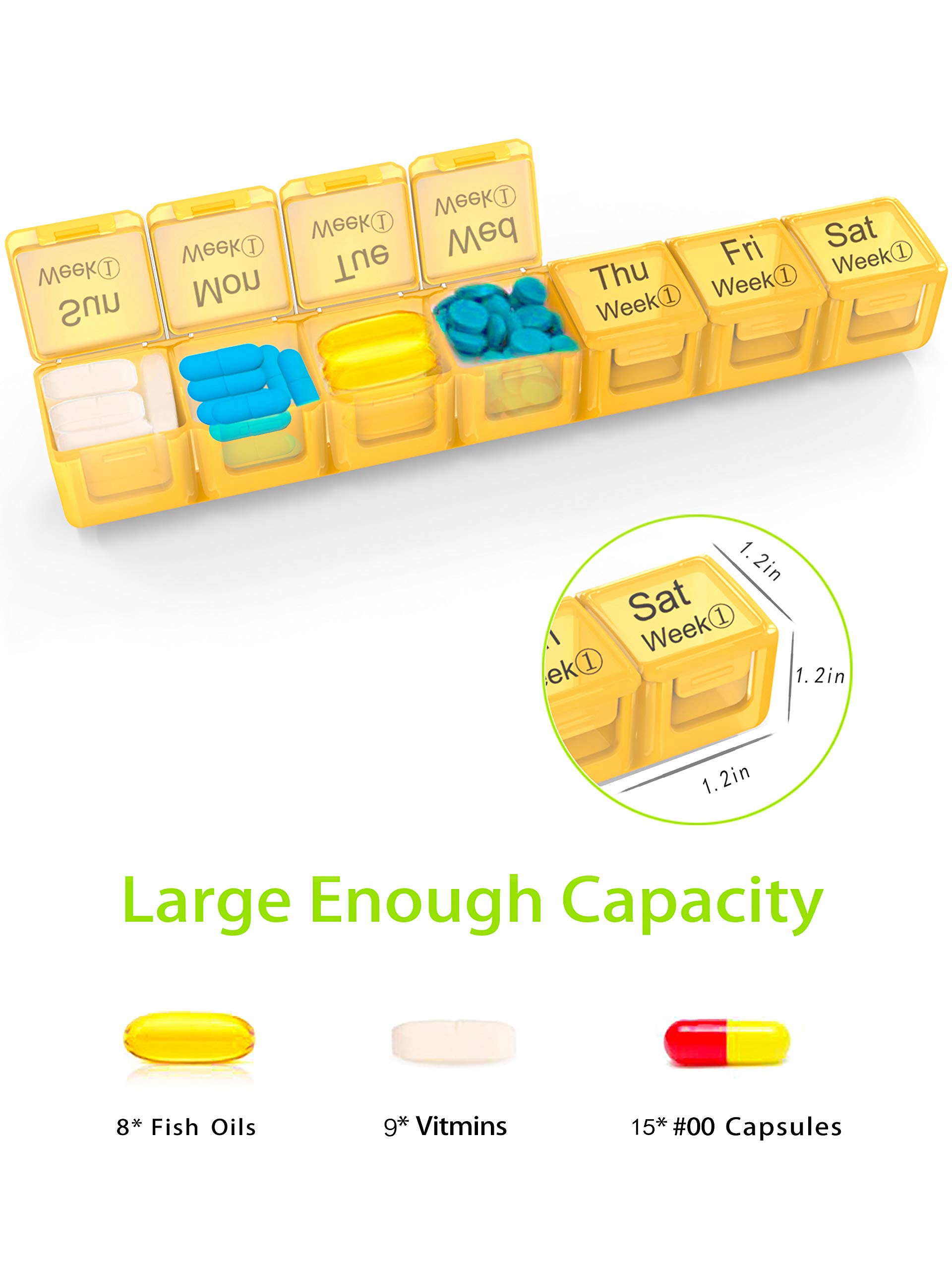 28-Day Large Monthly Pill Organizer with Extra Large Compartments | Weekly Medication Storage Case | Dust-Proof Travel Pill Box for Vitamins, Fish Oil & Supplements | Perfect for Home Use, Travel & Daily Health Management
