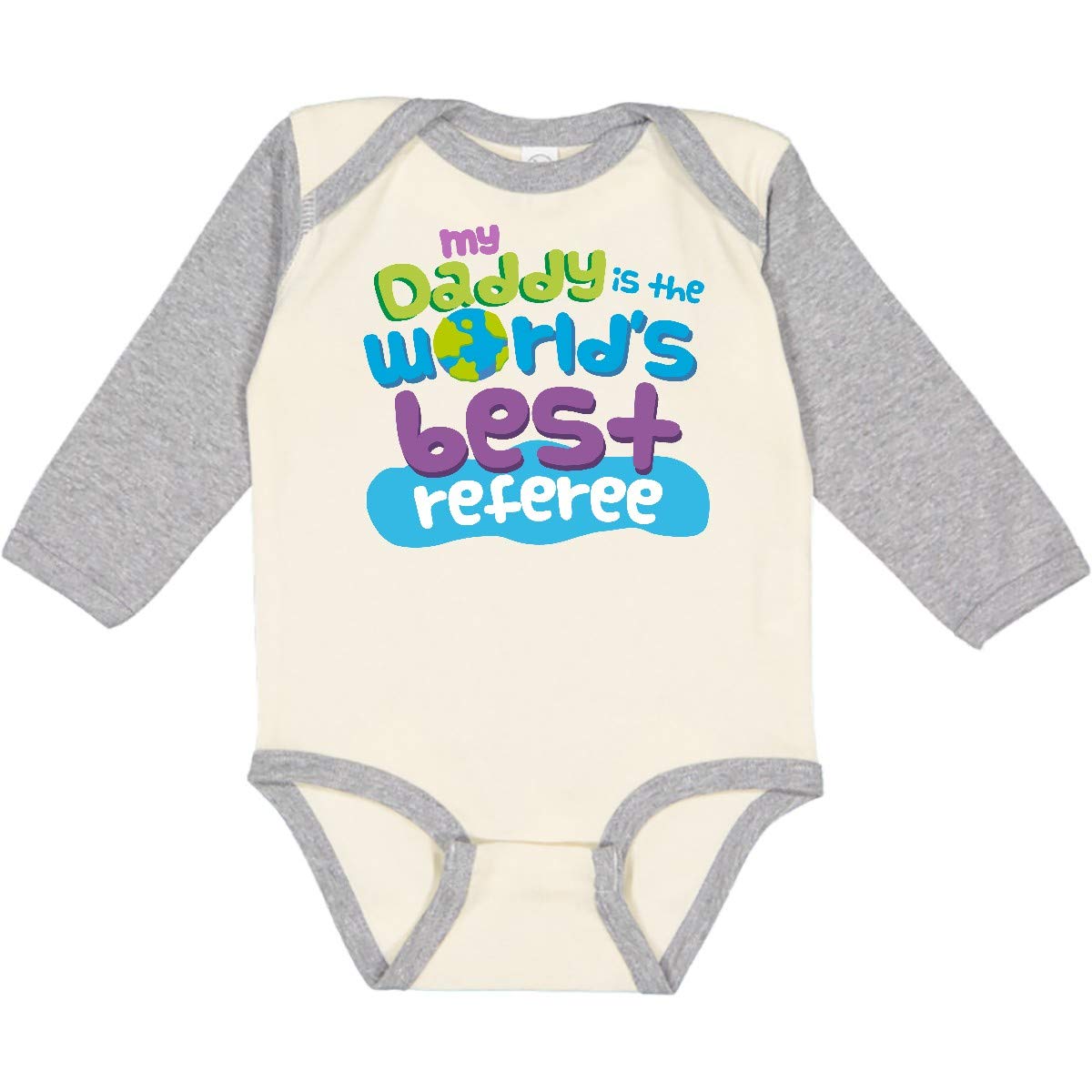 Inktastic Daddy Worlds Best Referee Long Sleeve Baby Bodysuit - Perfect for Game Day, Sports Events & Father's Day Gifts