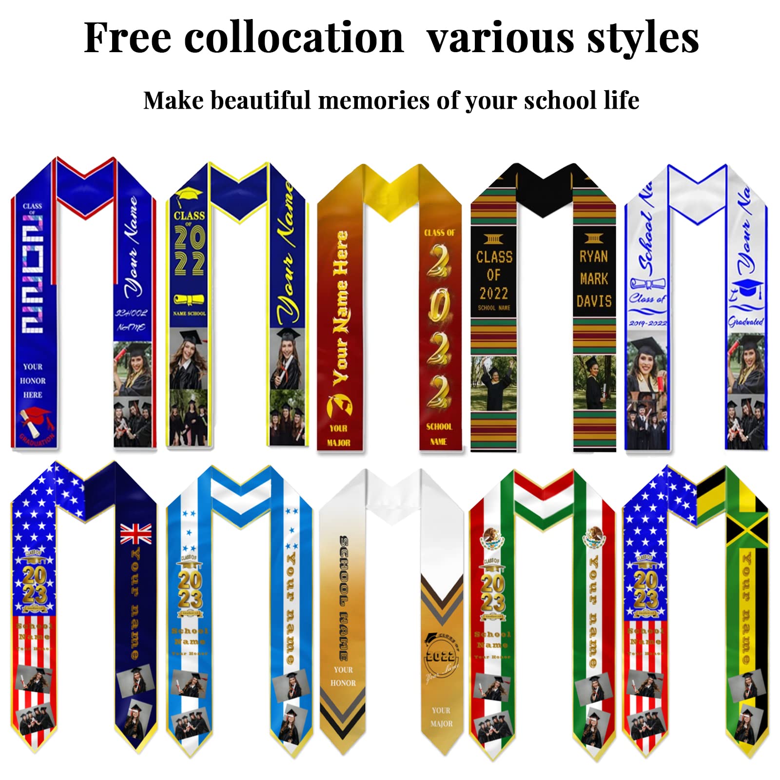 Custom Black Girl Magic Kente Graduation Stole 2025 - Personalized Mexico Graduation Sash for Women - Perfect for Graduation Ceremonies, Cultural Celebrations & School Events