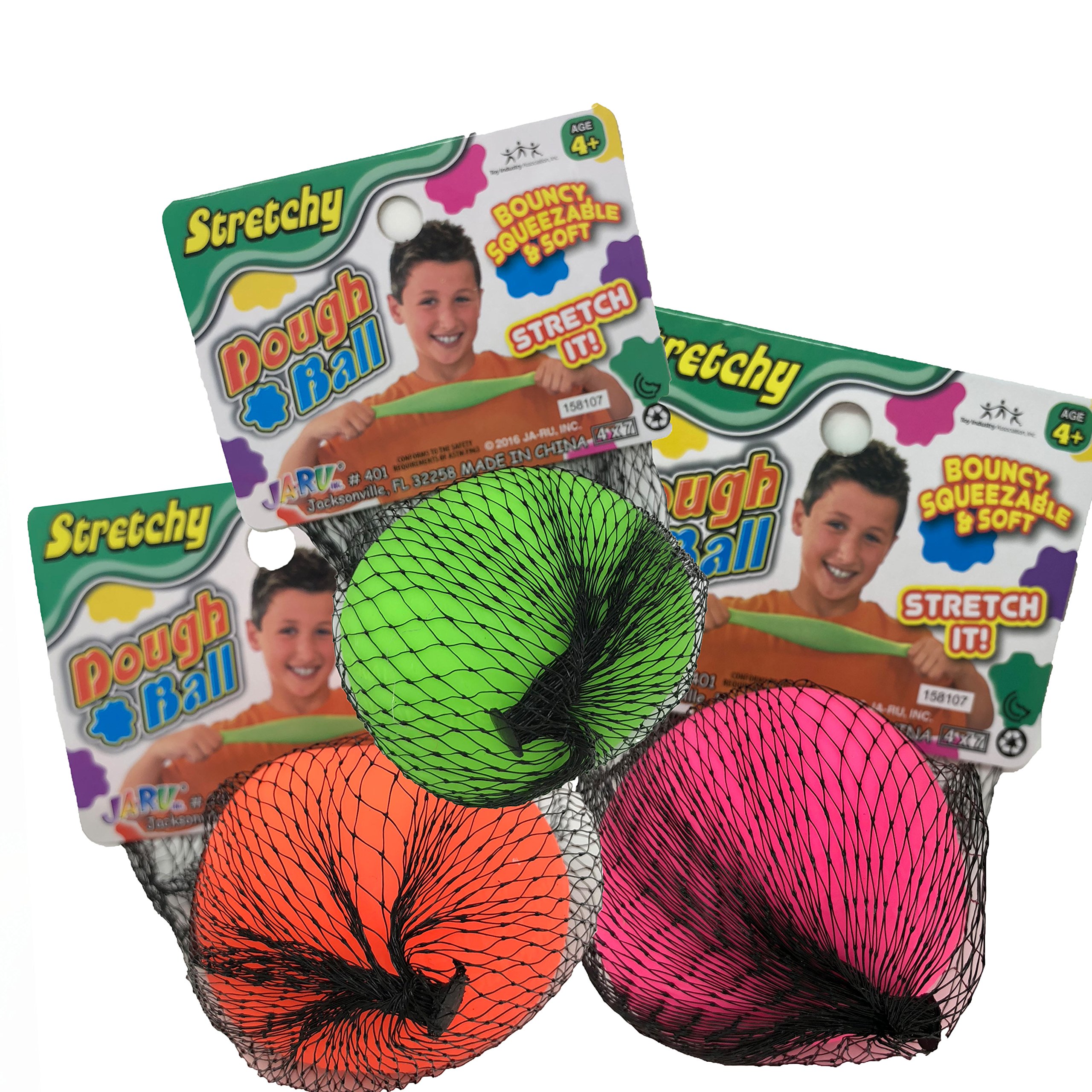 Stress Relief Balls for Kids & Adults - 24 Pack Squishy Stretch Toys in Green, Orange & Pink | Squeezable, Moldable & Bouncy Sensory Fidget Toys for Anxiety Relief, Office Stress & Classroom Focus