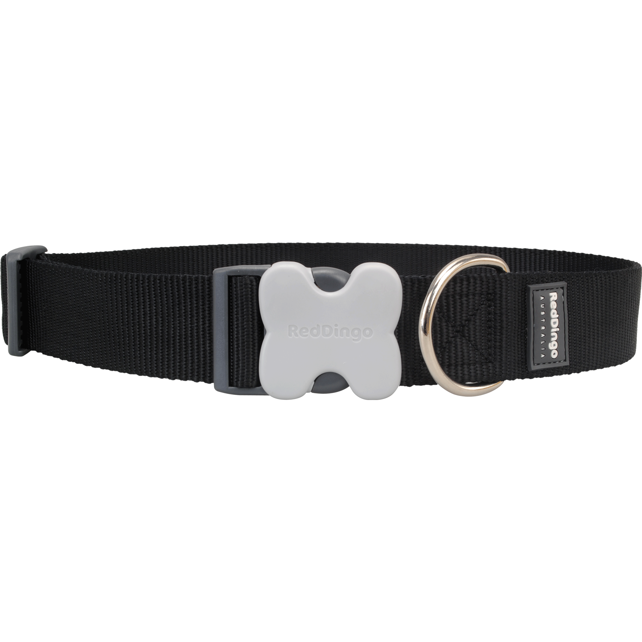 Red Dingo Black Bucklebone Classic Dog Collar - Adjustable Nylon Pet Collar with D-Ring for Leash | Durable & Comfortable for Small Medium Large Dogs | Perfect for Walking, Training & Outdoor Adventures