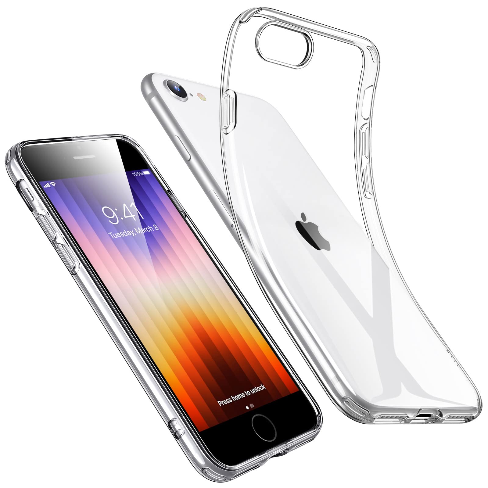 ESR Clear Silicone Phone Case for iPhone SE (2022/2020/3rd/2nd Gen) & iPhone 8 - Thin Soft TPU Transparent Protective Cover | Slim Design, Shockproof Protection for Everyday Use