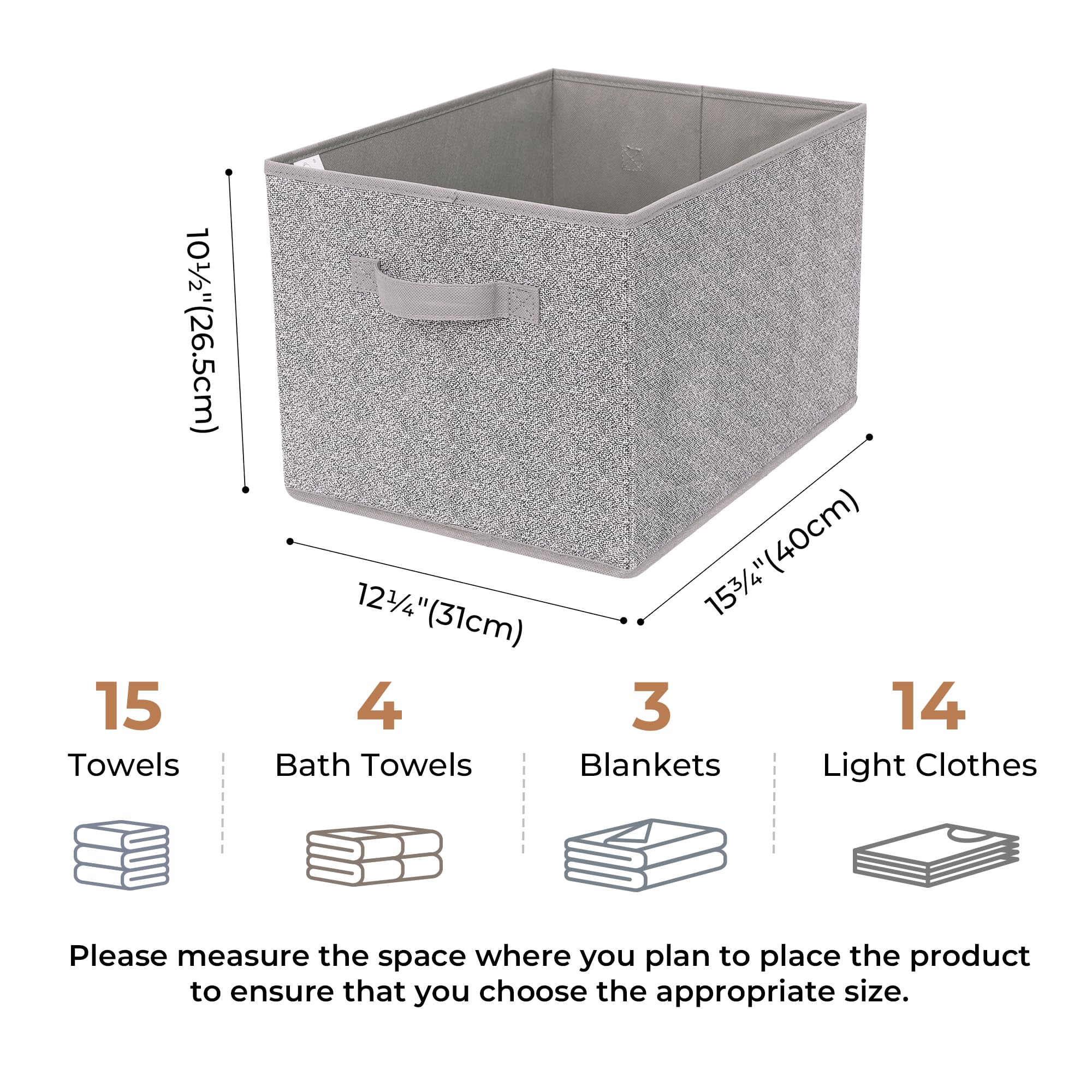 GRANNY SAYS Extra Large Fabric Storage Bins with Handles - 3-Pack Gray Closet Organizers for Clothes, Toys & Home Organization | Perfect for Wardrobe, Nursery & Seasonal Storage