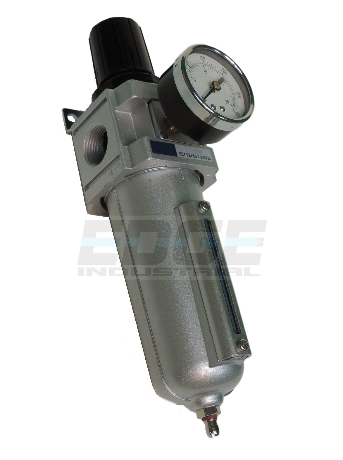 Heavy Duty Compressed Air Filter Regulator Combo with Metal Bowl & Visible Sight Glass - 5 Micron Element (3/4