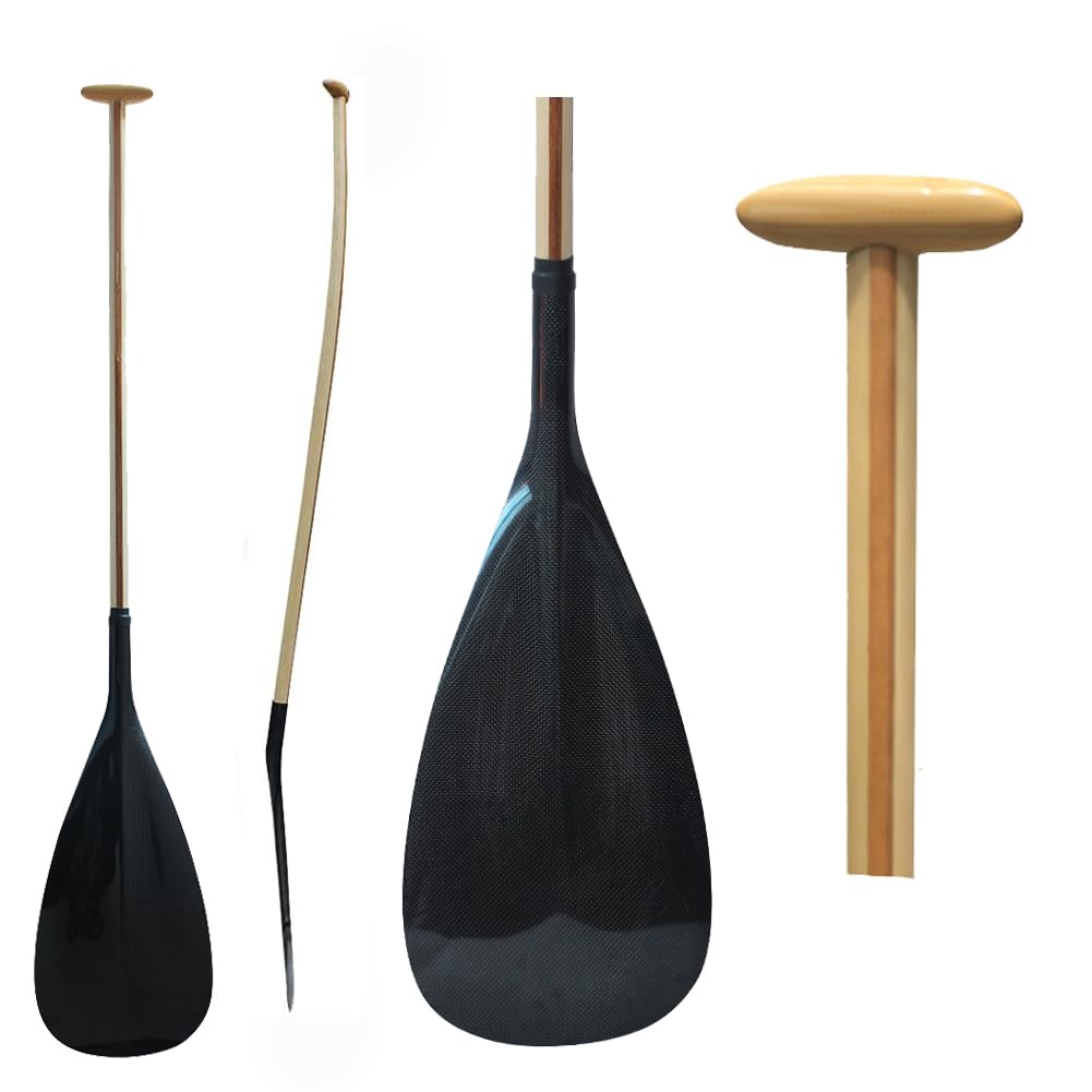Premium Hybrid Outrigger Canoe Paddle - Carbon Fiber Bend Shaft & High-Performance Blade for Hawaii OC Racing | Lightweight & Durable for Surfing, Training & Ocean Paddling