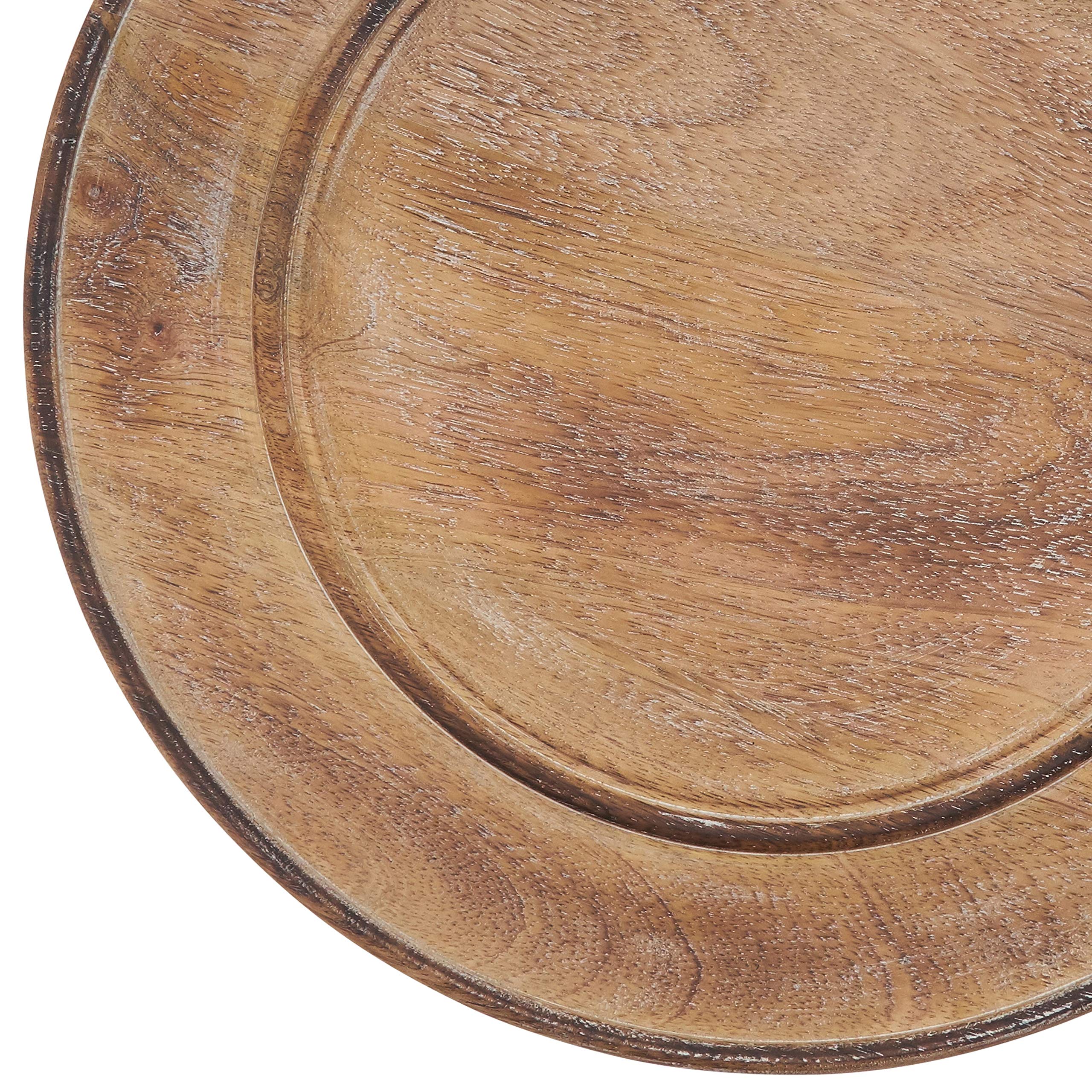 Wooden Charger Plates Set of 4 - Tan Wood Decorative Dinner Plates for Wedding, Party & Formal Dining Table Decor
