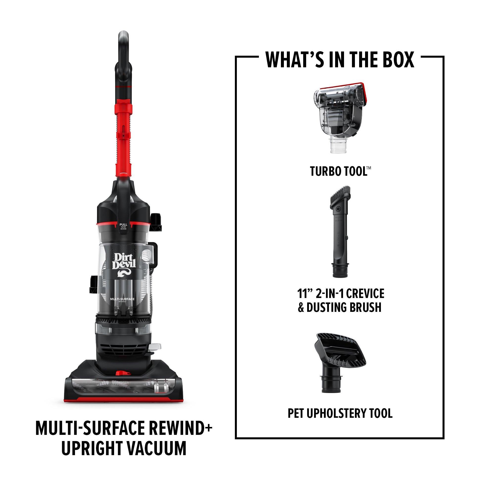 Multi-Surface Rewind+ Upright Vacuum Cleaner - Powerful Suction for Carpets, Hard Floors & Pet Hair | Ideal for Home Cleaning & Pet Owners