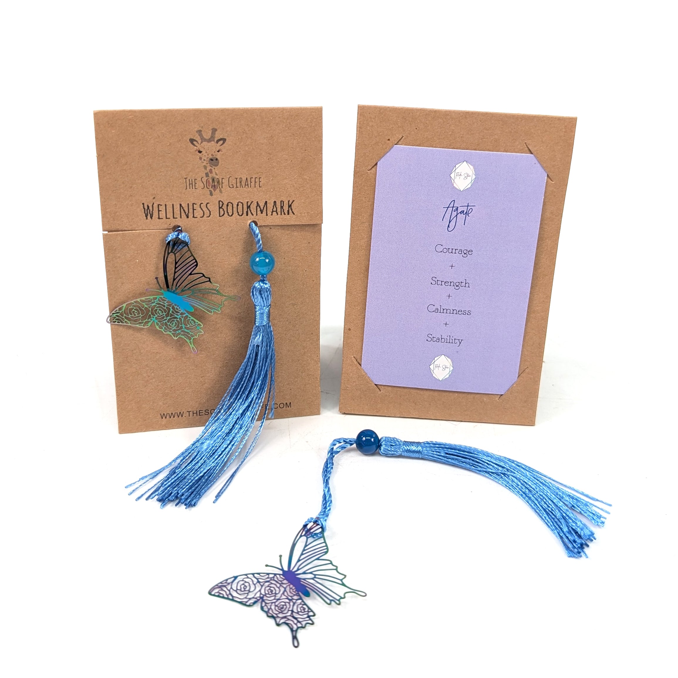 Healing Blue Agate Butterfly Bookmark - Stress Relief & Mindfulness for Readers | Perfect for Meditation, Yoga, and Book Lovers