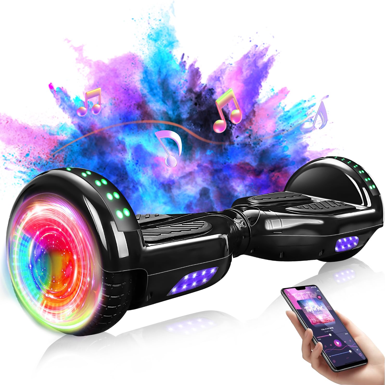 Self Balancing Scooters with Bluetooth & Colorful LED Lights - Hoverboard for Kids, Teens & Adults - Perfect Gift for All Ages - Ride to School, Work or Fun Outdoors