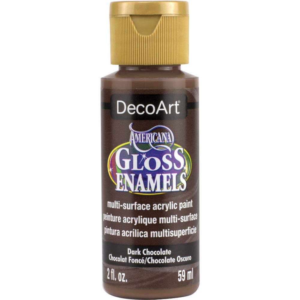 DecoArt Gloss Enamel Paint - Dark Chocolate (2 oz) | High-Gloss Finish for DIY Crafts, Home Decor & Model Painting | Perfect for Ceramics, Wood & Metal Surfaces