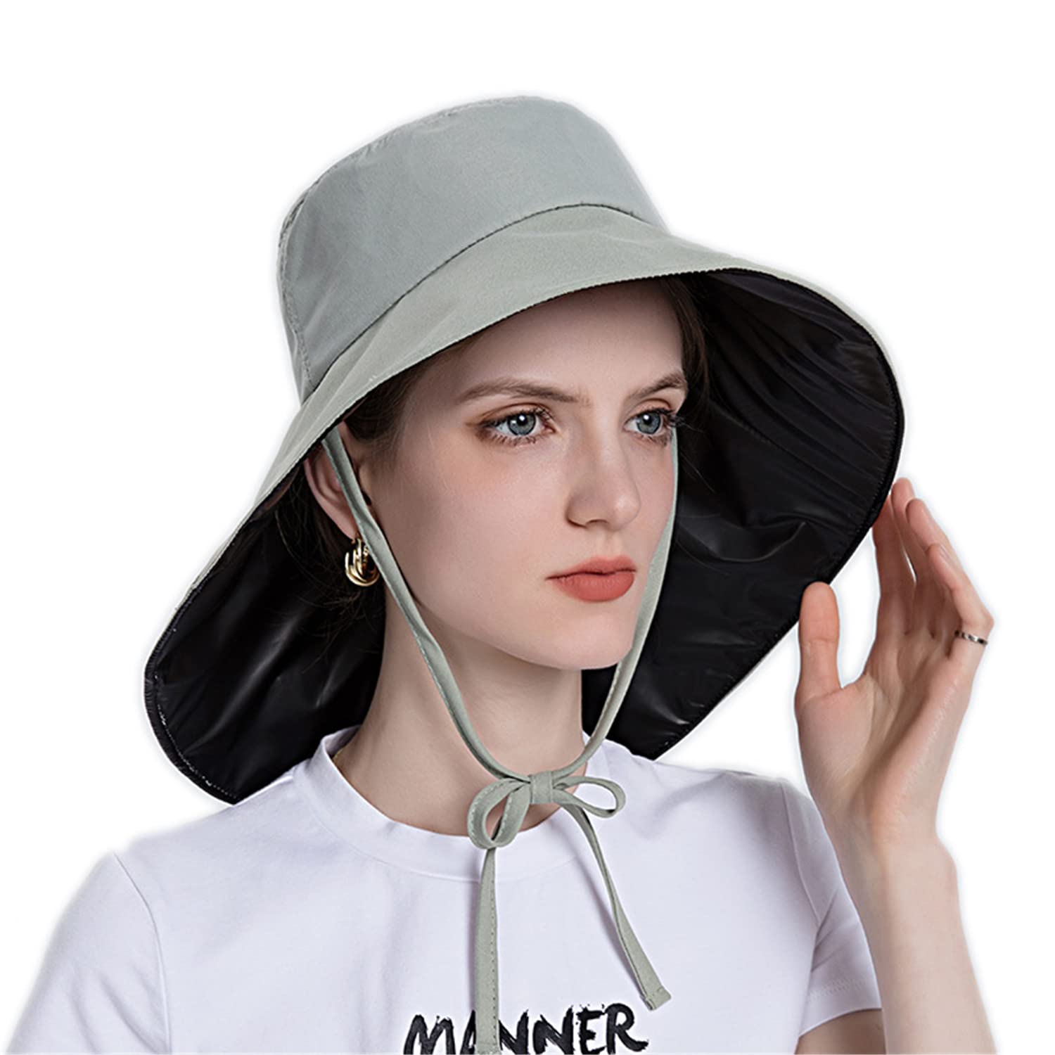 Women's Wide Brim Sun Hat with UPF 50+ UV Protection - Foldable Ponytail Bucket Cap for Beach, Outdoor, Hiking & Summer Travel - Lightweight Sun Protection Coating