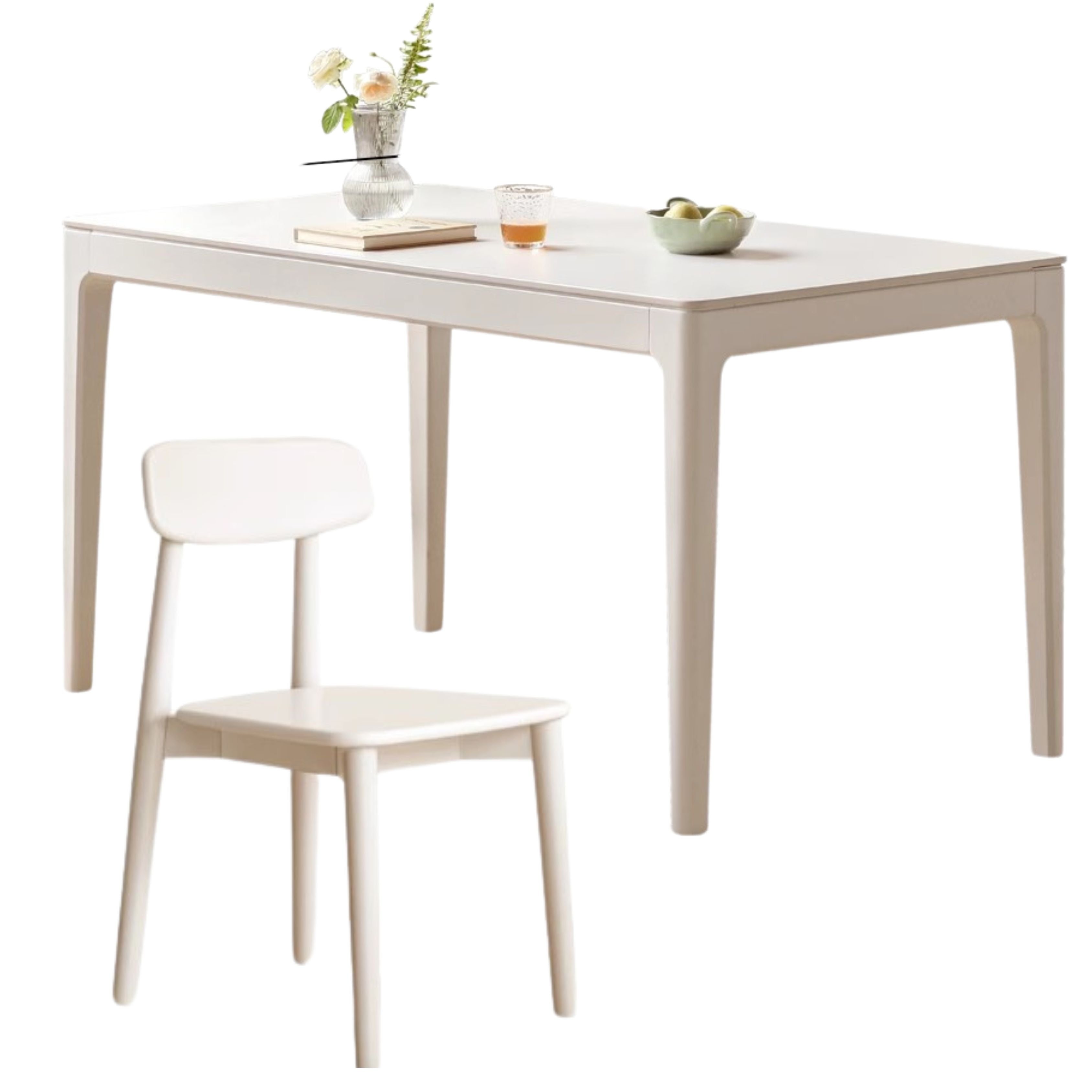 55.1x31.5x29.5 inch / 140x80x75cm / white color / Slate Dining Table + 4chairs