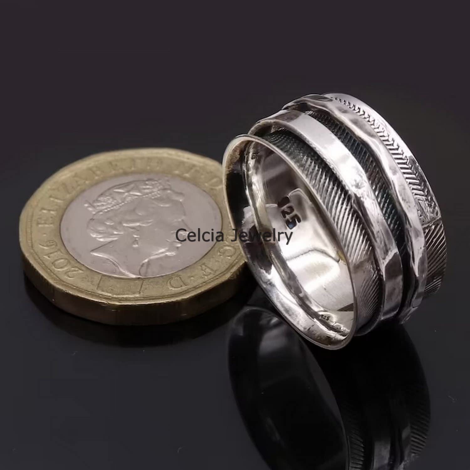 925 Sterling Silver Spinner Meditation Ring for Stress Relief - Fidget Ring for Anxiety, Focus & Relaxation - Elegant Western Jewelry for Women - Perfect Mothers Day Gift (Size 7) - Office, Yoga & Daily Wear Accessory