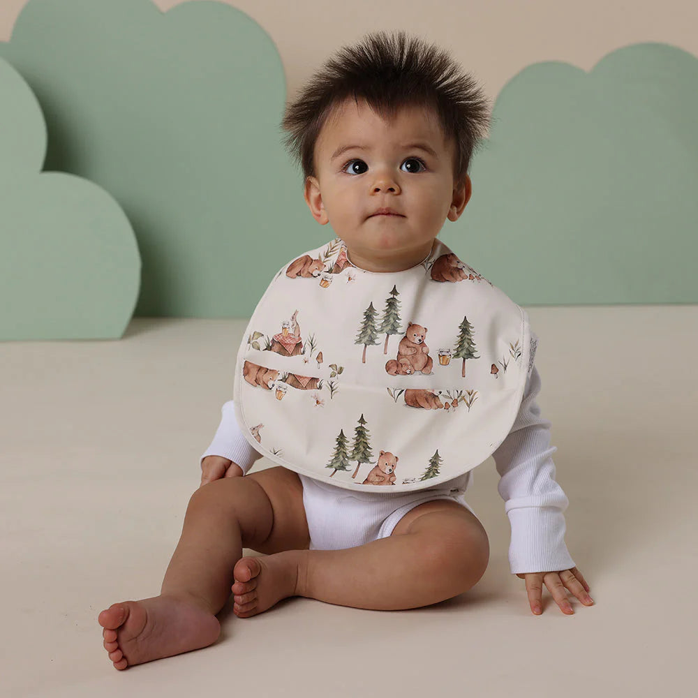 Snuggle Hunny Waterproof Baby Bib with Cute Bear Design - Soft & Absorbent for Mess-Free Feeding - Perfect for Infants & Toddlers at Home or On-the-Go