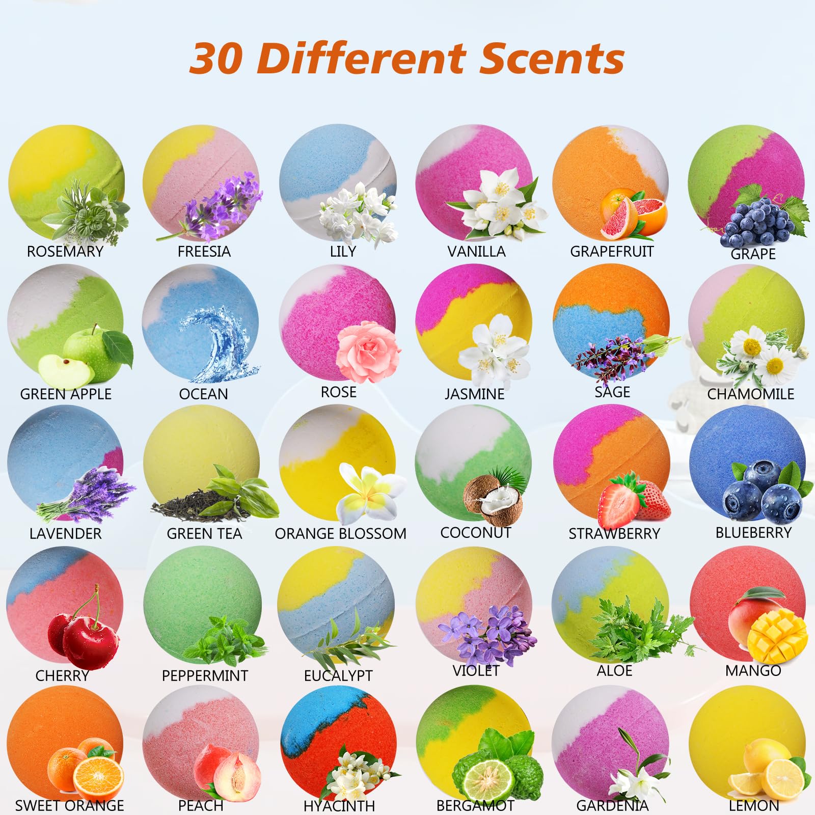 30-Pack Kids Bath Bombs with Surprise Toys Inside - Safe Bubble Bath Fizzy Balls for Girls & Boys | Halloween, Christmas, Birthday Gift Set | Perfect for Relaxing Bath Time & Party Favors
