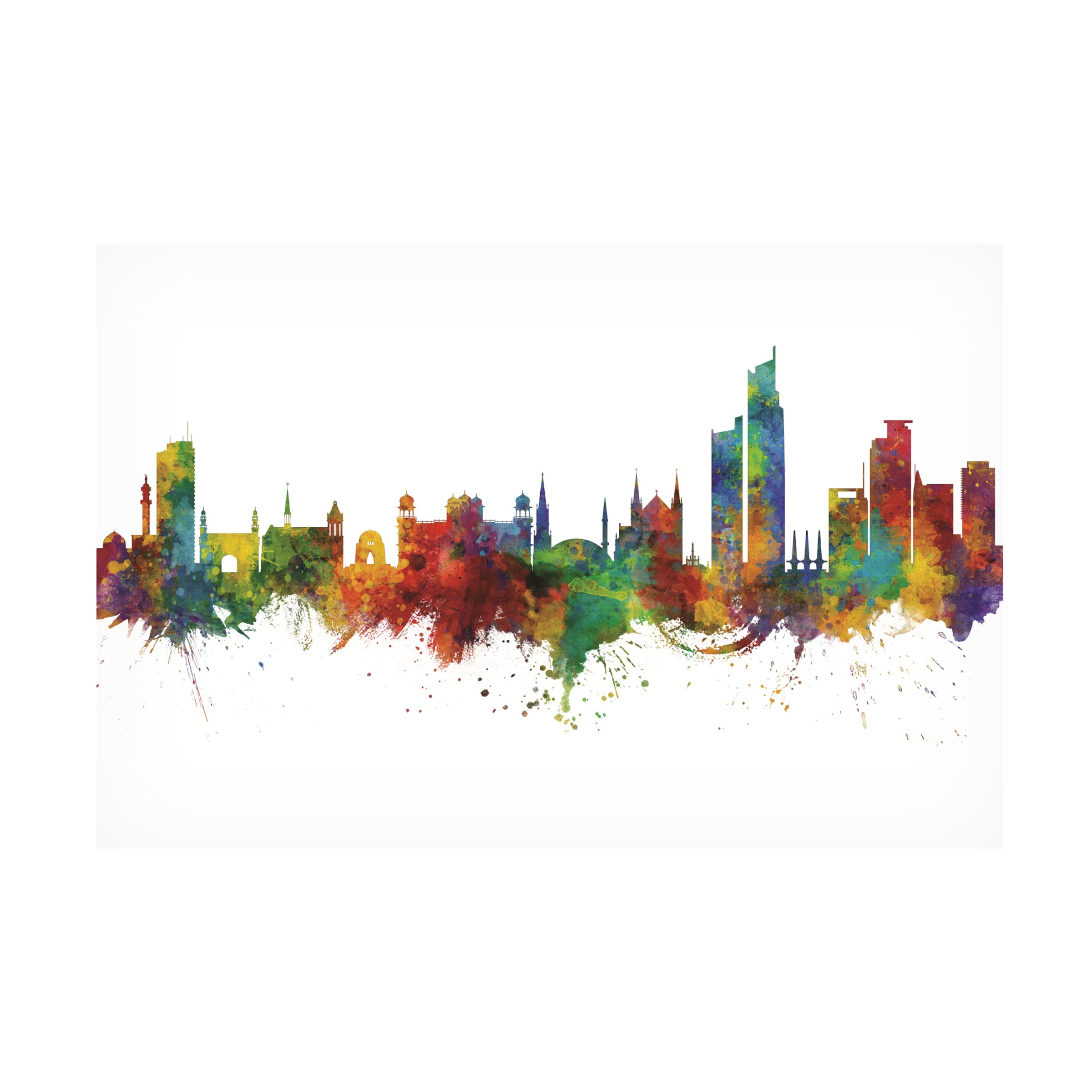 Michael Tompsett Karachi Pakistan Skyline Canvas Art Print - Modern Cityscape Wall Decor for Living Room, Office & Bedroom