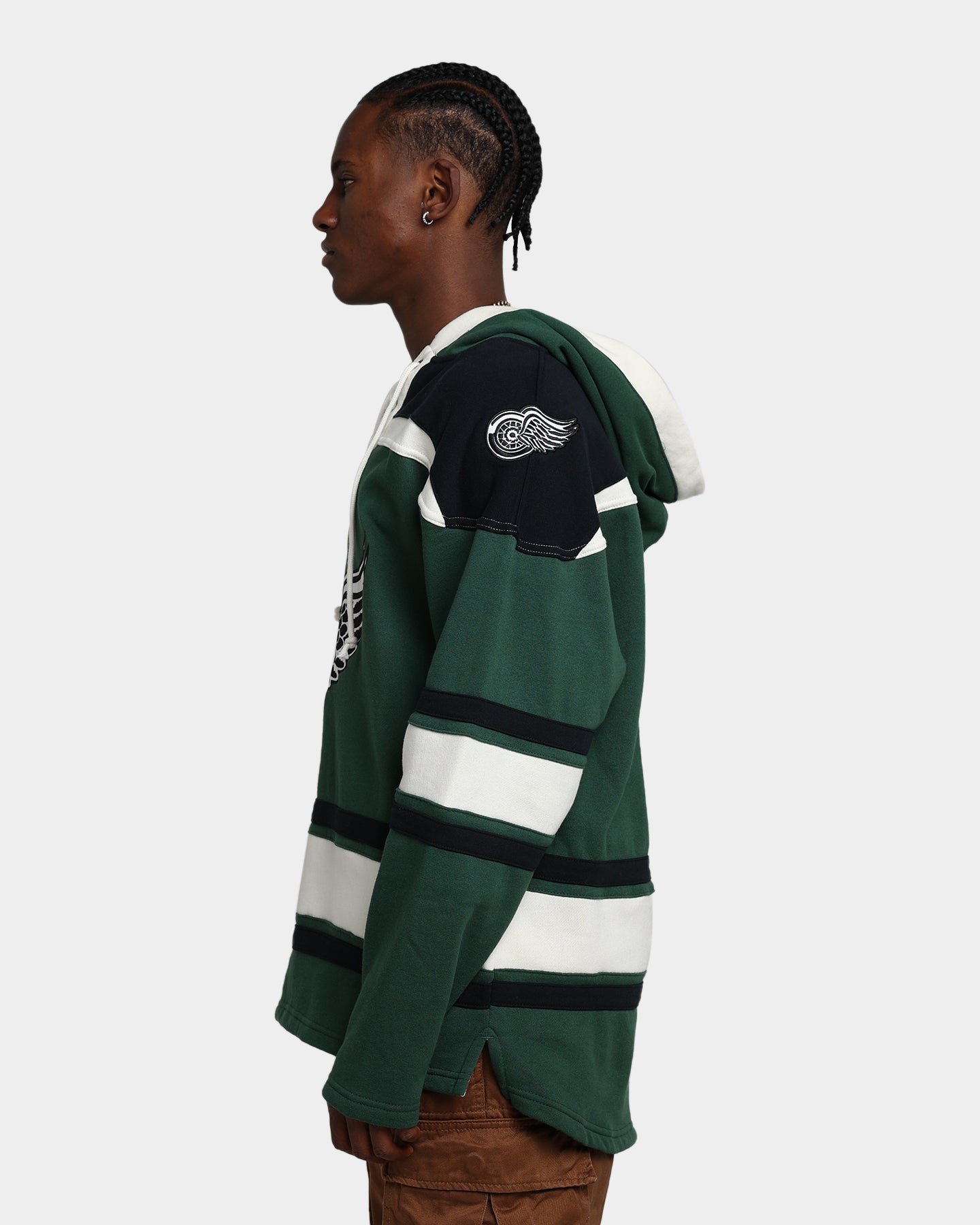 47 Brand Detroit Red Wings Superior Lacer Hoodie - Dark Green NHL Pullover Sweatshirt for Men - Cozy Winter Wear for Game Day & Outdoor Activities