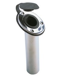 PERKO 0452DP0STS Flush Mount Angled Rod Holder - Marine Boat Fishing Accessory for Secure Rod Storage | Ideal for Saltwater & Freshwater Fishing