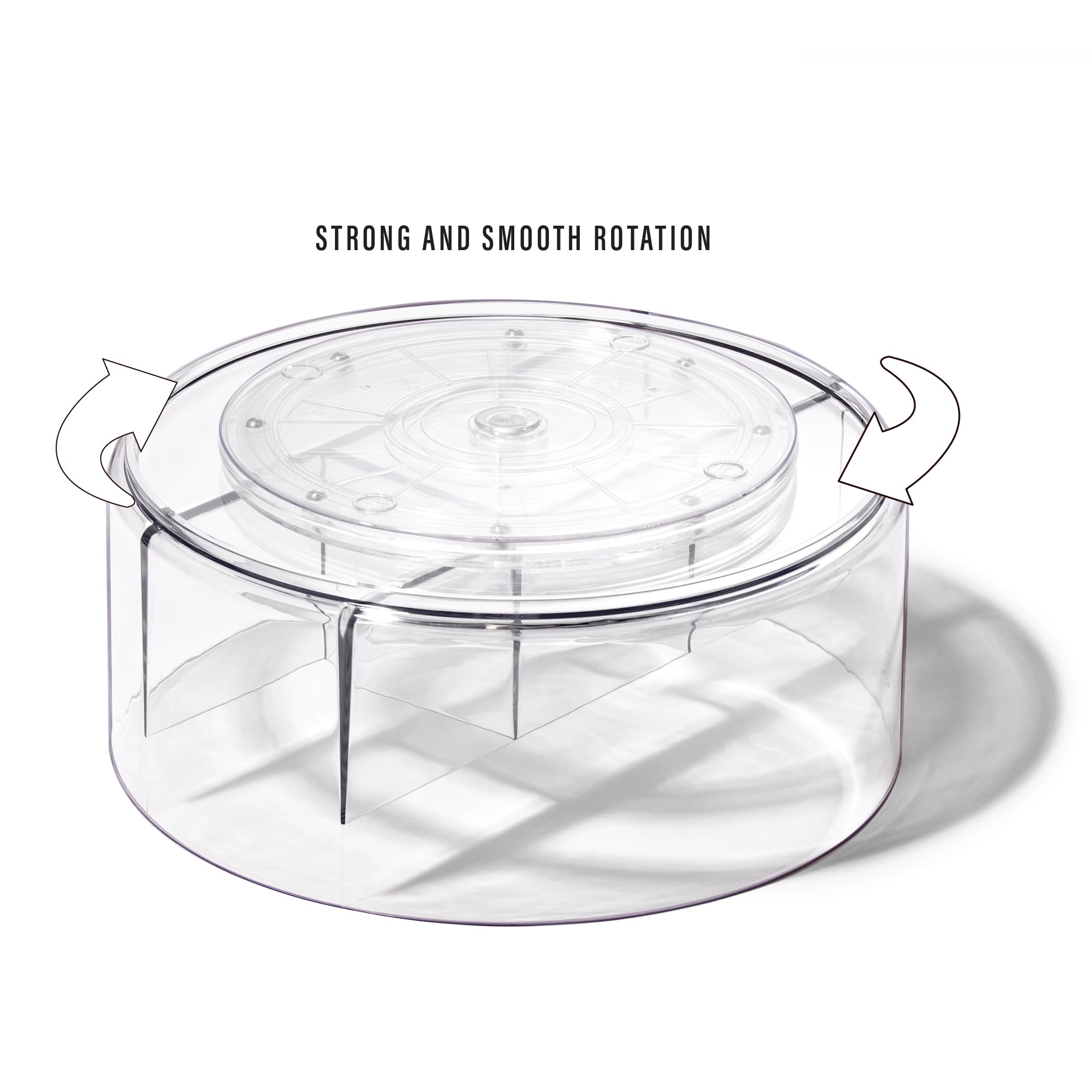 BINO 5-Compartment Clear Plastic Rotating Turntable Organizer | Spinning Storage Container for Kitchen, Bathroom & Pantry | Perfect for Condiments, Spices, Makeup & Toiletries Organization