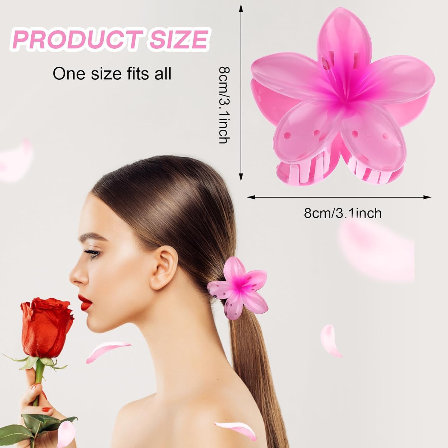 Starvis Blossom Large 3-Piece Daisy Hair Claw Set - Glossy Plumeria Flower Hair Clips, Bun Holder & Ponytail Clips for Women & Girls - Perfect for Weddings, Parties & Everyday Styling (Plumeria Flower-3pc)