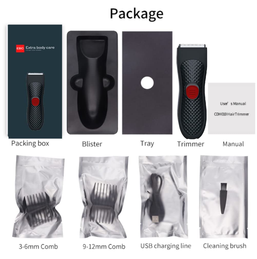 EBC Electric Body Hair Trimmer & Clipper - Safe Skin Contact Rechargeable Shaver for Men & Women, Dual Head Design for Smooth Grooming - Perfect for Travel, Gym & Home Use