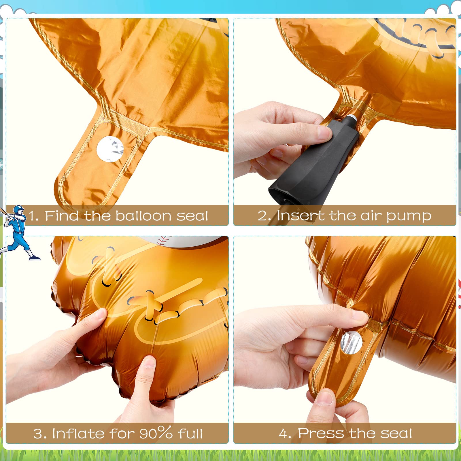 Skylety 18-Piece Baseball Party Decorations - 18 Inch Baseball Balloons, 20 Inch Glove & 30 Inch Bat Foil Balloons for Birthday, Sports Theme Party, Photo Props - Perfect for Baseball Birthday Decor, Team Celebrations & Sports Events