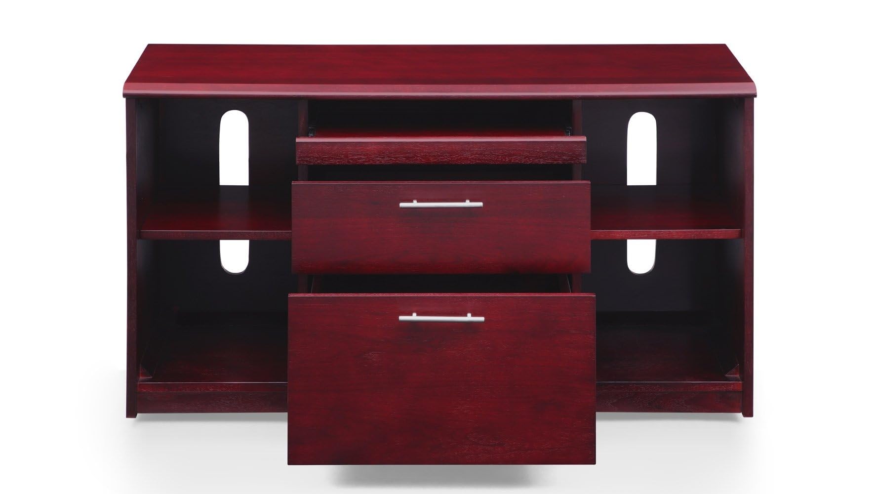 ZURI Modern 79 Inch Mahogany Harrison Desk with Mobile Pedestal and Return - Stylish Home Office Furniture for Professionals & Remote Workers