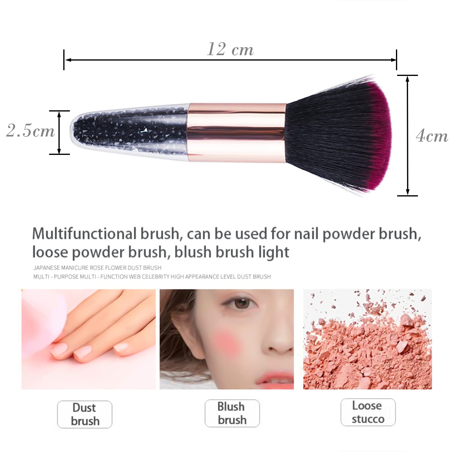 3Pcs Soft Nail Dust Brush Set - Acrylic Nail Art Powder Brush, Fluffy Blush Brush & Nail Duster for Professional Manicure, Cleaning Nail Tools - Perfect for Salon, Home Nail Care & DIY Nail Art
